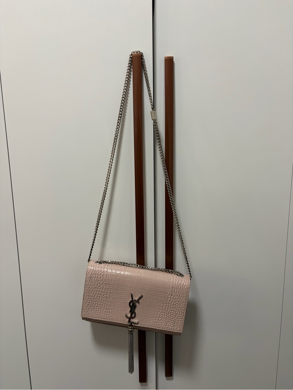 Yves Saint Laurent Croc-Embossed Chain Crossbody Bag